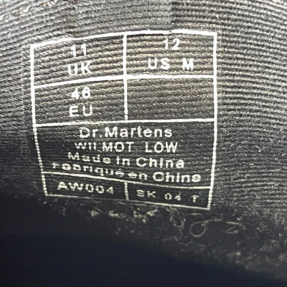 Dr. Martens Wilmot Low Shoes Mens Size 12 Black Leather Lace Up Casual Oxford